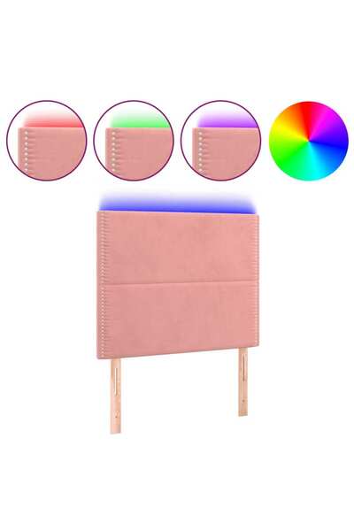 vidaxl Tăblie de pat cu LED, roz, 80x5x118/128 cm, catifea