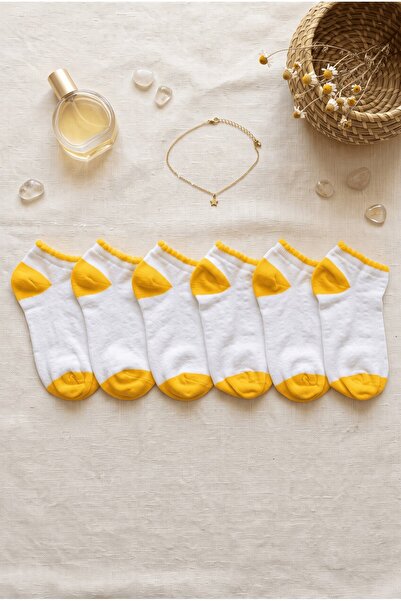 hadiora White Yellow Seamless Women's Socks Set with D6 - Soft Cotton
