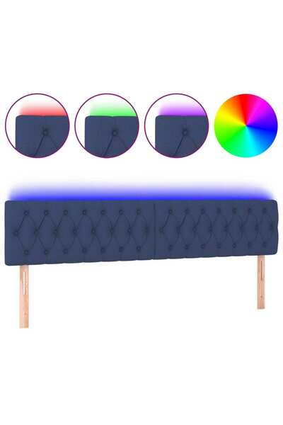 vidaxl Tăblie de pat cu LED, albastru, 180x7x78/88 cm, textil