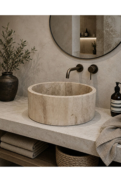 DECA STONE Traverten Mermer Lavabo - Çanak Traverten Lavabo