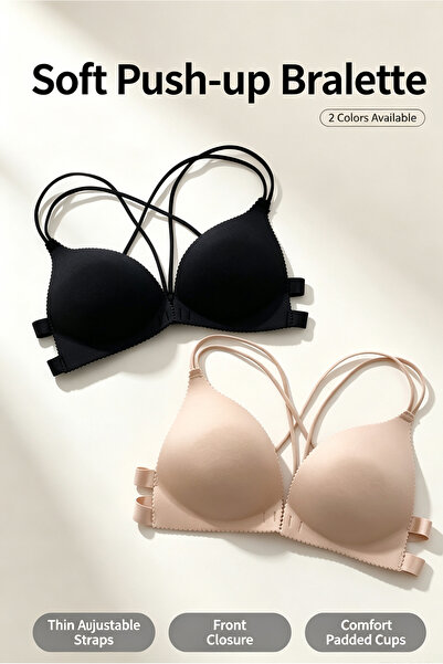 Generic 2-Pack Cross-Strap Push-Up Bra Set, Wireless Padded Comfort Bralette,...