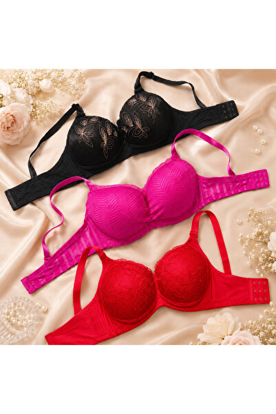 MADE Women's 3-Piece Lace Padded Bralet Set Size 54