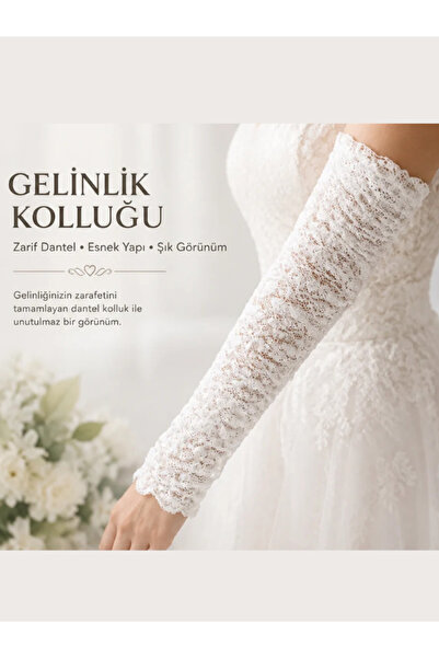 VİSKOYAT Zarif Esnek Dantel Kolluk – Abiye,Gelinlik ,Düğün & Günlük Şıklık Ak...
