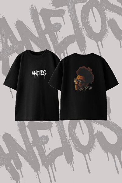 Anetos تي شيرت The Weeknd_79 ذو تصميم مطبوع من الخلف مصنوع من القطن باللون ال...