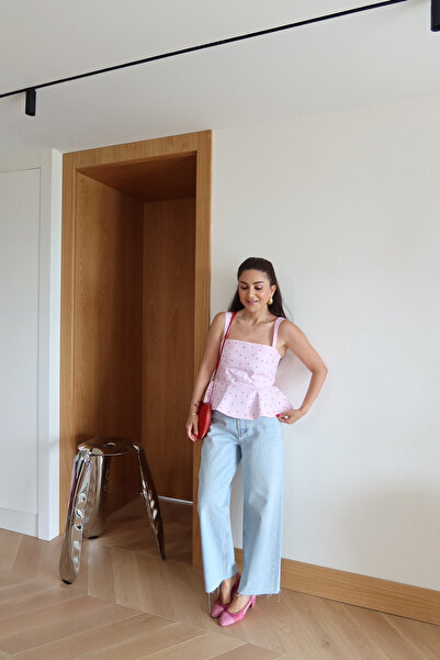 Özge Özgenç Μπουστιέρα με λεπτές ρίγες και φλοράλ σχέδιο