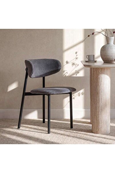 PAN HOME MABRY DINING CHAIR FABRIC - GREY & BLACK
