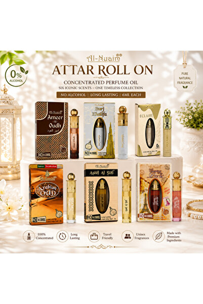 Al Nuaim مجموعة زيوت عطرية رول أون (6 قطع، 6 مل لكل قطعة) - عود عربي، أسيل ال...