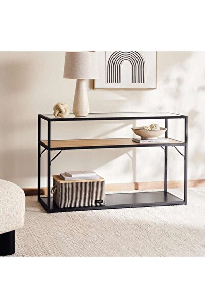 PAN HOME WALTER CONSOLE TABLE WITH STORAGE MELAMINE - BLACK NATURAL