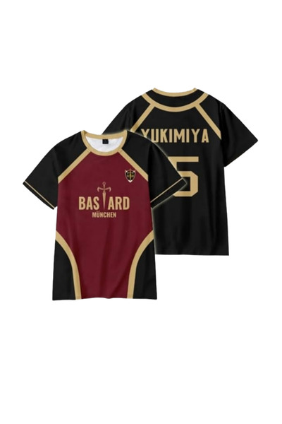 OPPPSSS Siyah Bordo Anime Blue Lock Munchen YUKIMIYA 15 Forma Unisex T-shirt