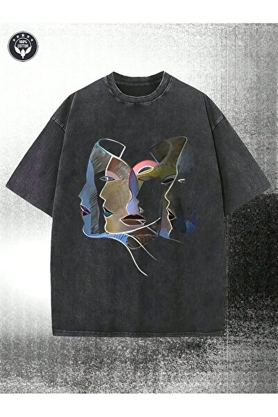 bellanova Unisex πολύχρωμο μπλουζάκι με στάμπα Oversize Streetwear Άνετη εφαρ...