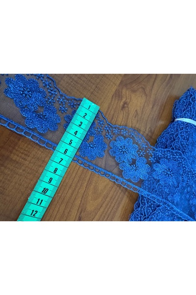 Butik Güpür Dantel Çeyizlik 9 Metre 6CM geniş tül bant mavi