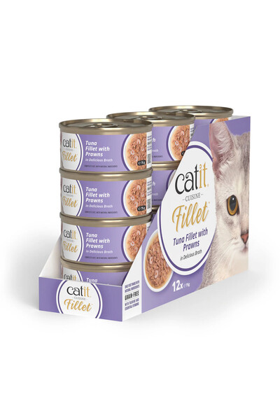 Catit Cuisine Tuna Fillet with Prawns Wet Cat Food – 12x75g Grain Free Canned...