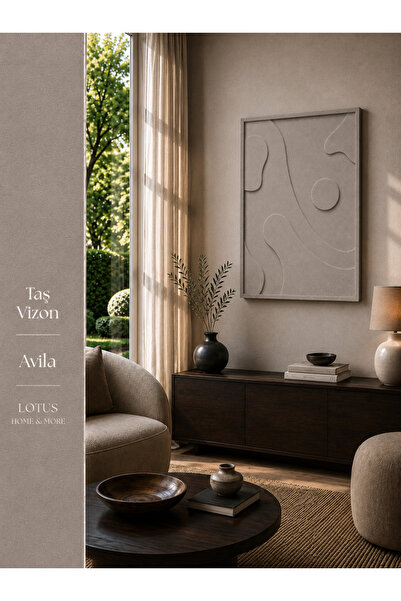 Lotus Home&More AVİLA - Çerçeveli El Yapı 3 Boyutlu Dokulu Doğal Taş ve Alçı ...