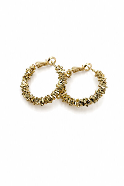 Jack Ferrero Women's Yellow Color Textured Hoop Earrings Stylish and Modern D...