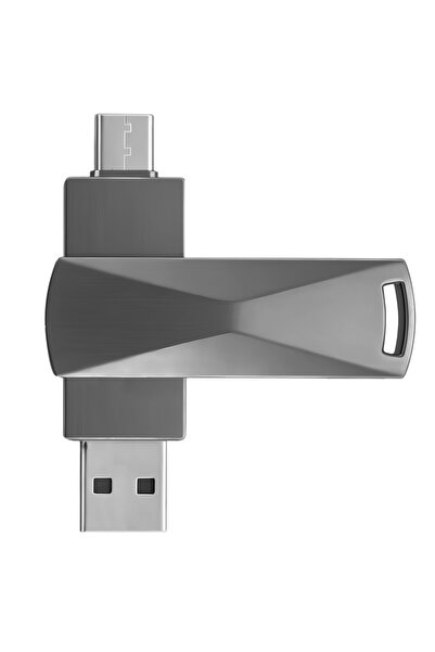 Choice محرك أقراص USB ثنائي فائق السعة 128 جيجابايت رمادي اللون، USB نوع C بس...