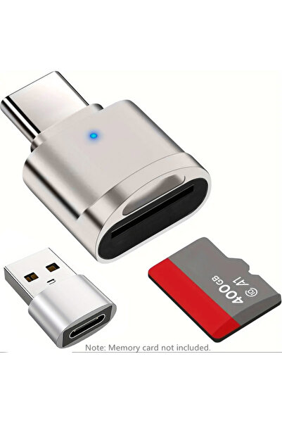 Choice Silver Type C TF Reader With Zinc Alloy Shell, SD Card Reader with USB...