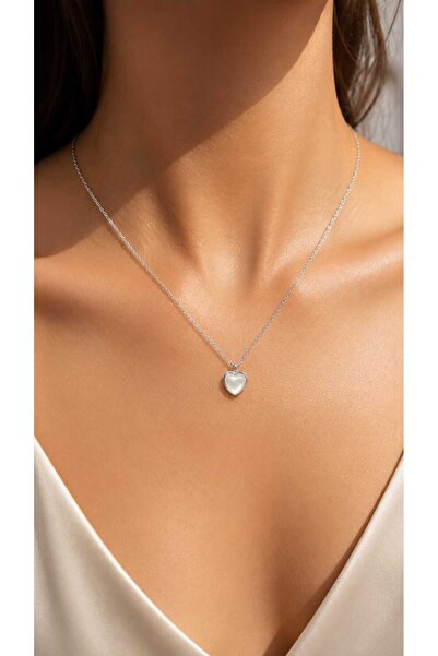Uno Di Famiglia Minimalist Stone Heart Pendant, Minimalist Necklace