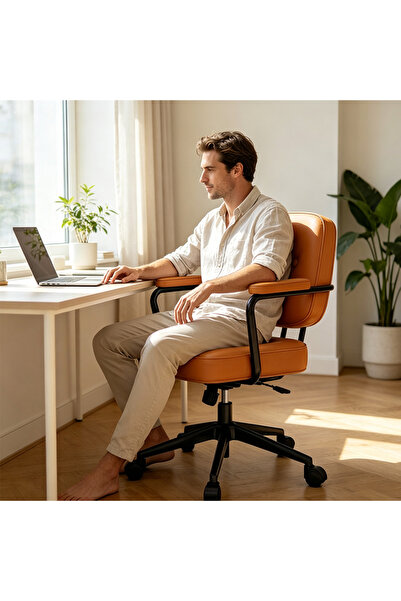 Fikpoo Comfy Office Chair with Wheels Home Ergonomic Task Chair Tilting Funct...
