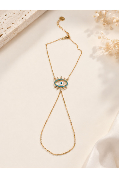 Archhazel Jewelery Steel Shahmeran with Evil Eye Beads and Eye Figure