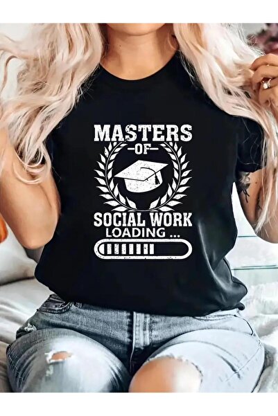 Astogria13 تي شيرت نسائي بتصميم رسومي لطباعة 'Masters of Work' مع نقوش وطباعة...