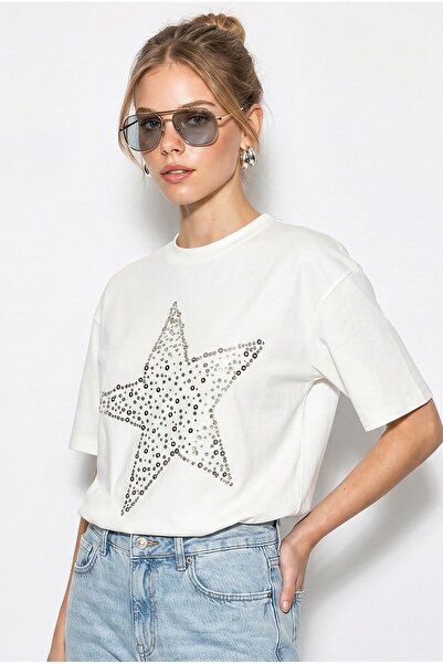 Hiccup LUCCI Tricou Oversize Din Bumbac Cu Stea Și Paiete