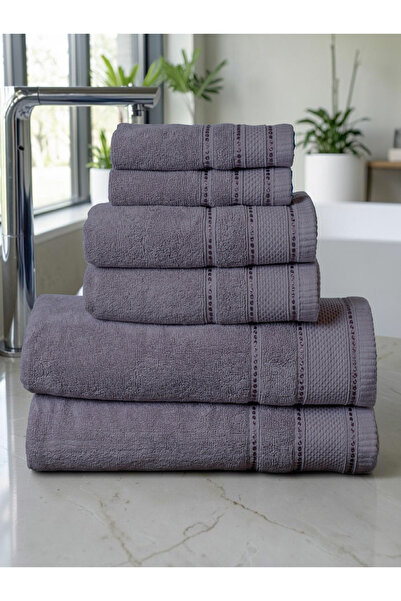Baltic Linen طقم مناشف 6 قطع، ديليك، 100% قطن، 550 جرام لكل متر مربع، أرجواني...