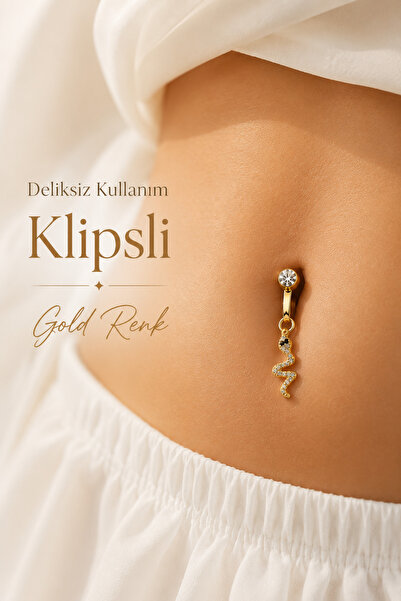 Sacce Scarves&Accessories Deliksiz Klipsli Yılan Figürlü Göbek Piercing Taşlı...