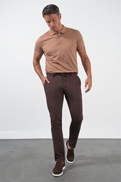 İmza Brown Side Pocket Slim Fit Stretchy Jogger Pants 1003260179