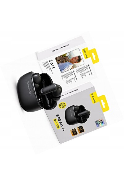 Blavec Căști traducătoare negre TWS BW-08 cu AI pentru Motorola Moto G24 / G04