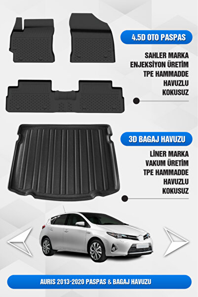 Sahler Toyota Auris 2013-2020 Uyumlu 4.5D Premium Havuzlu Oto Paspas ve Liner...