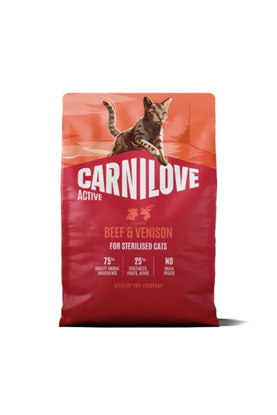 Carnilove ACTIVE Cat Dry Made with Beef & Venison for Sterilised Adult All Br...