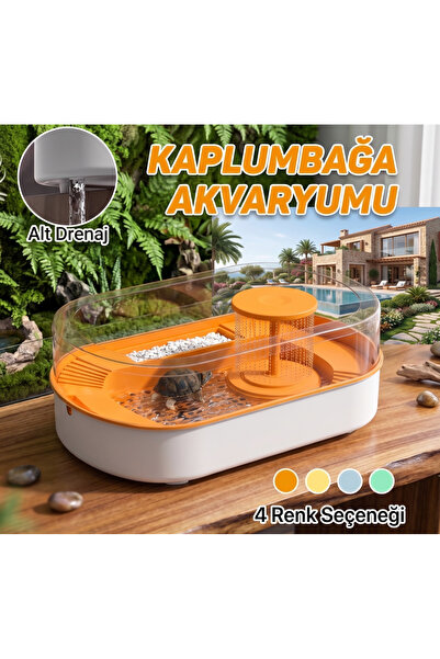 Tasma Market Kaplumbağa Akvaryumu Rampalı Kaplumbağa Bahçesi - 39x24x18cm