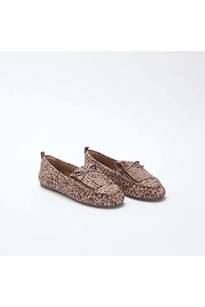 KIABI Leopard Print Suedette Moccasins BROWN