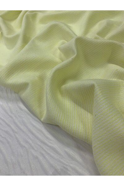 Yiğit Kumaş Striped Linen Fabric - White with Yellow Stripes