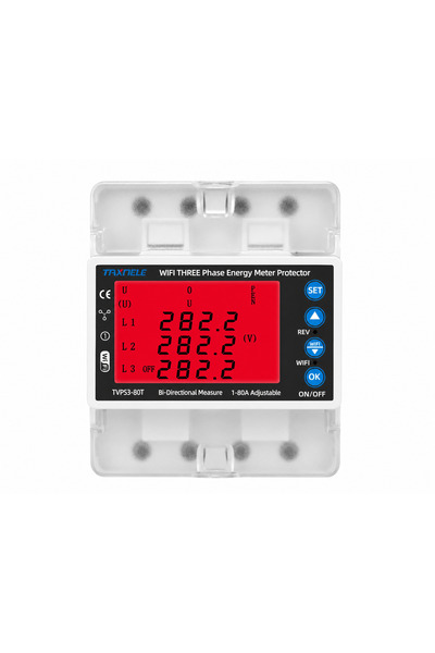 TAXNELE Releu trifazat smart de protectie 380V 80A, Wi-Fi 2.4GHz, Tuya Smart ...