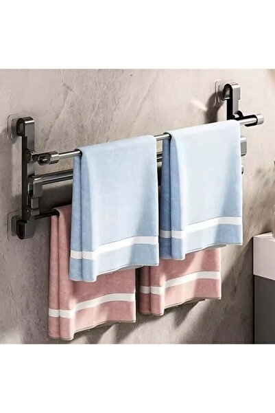 SUNUP SN-30748 Siyah Duvara Monte 65 Cm Çok Amaçlı Pratik Terlik Ayakkabı Ve Havlu Düzenleyici