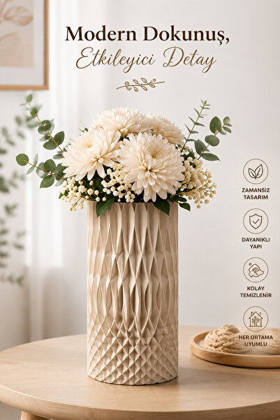 İBERİALHOME Dekoratif Vazo Modern Silindir Vazo Çiçek Vazosu Minimal Vazo Mas...