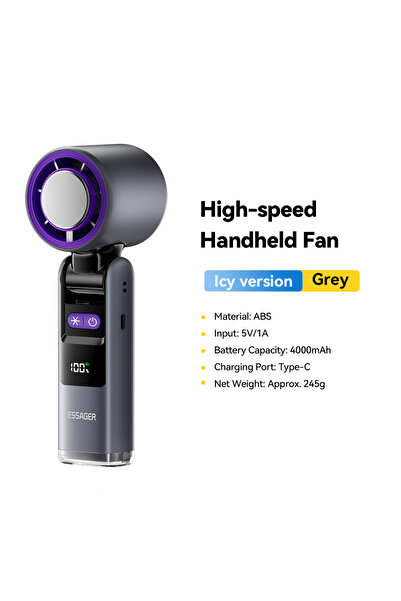 choice2 ESSAGER Icy Version grey Essager Mini Fan Rechargeable Strong Wind 10...