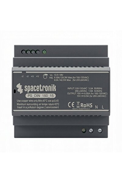 Spacetronik Sursă de alimentare pe șină DIN TH-35 142W 15V cu reglare a tensi...