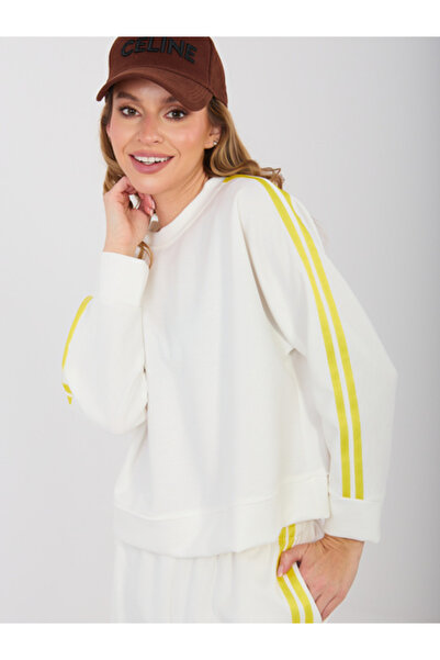 rue parıs Women's Sweatshirt, RUE PARIS, Polyester, Long Sleeve, Ecru, model ...