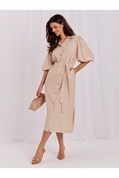LAKERTA Rochie Dama, LAKERTA, Bumbac, Rochie dreapta, Bej, model LK-SK-510014...