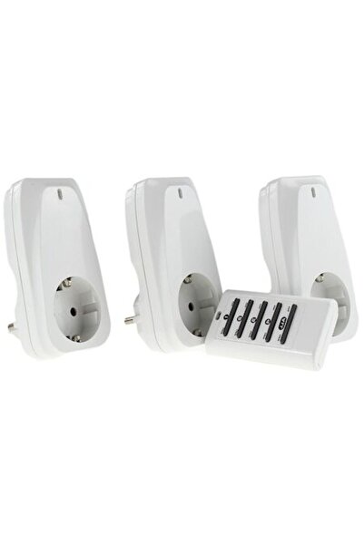 OEM Set de 3 prize electrice cu telecomandă wireless, 16A, alb, 106x58x68mm