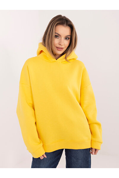 rue parıs Women's Sweatshirt, RUE PARIS, Cotton, Hooded Neckline, Yellow, mod...