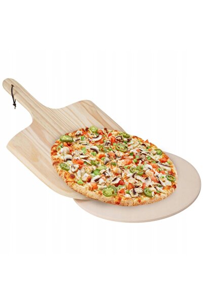 Vilde Piatră pentru copt pizza, din argilă refractară + spatulă din lemn + cu...