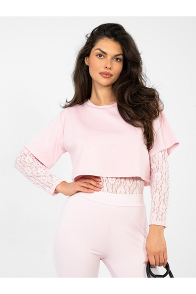 Italy Moda Body Dama Maneca lunga, Dantela, ITALY MODA, Roz Casual