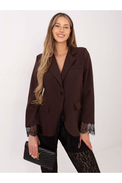 Italy Moda Women's Jacket, ITALY MODA, Polyester, Long Sleeve, Brown, model M...