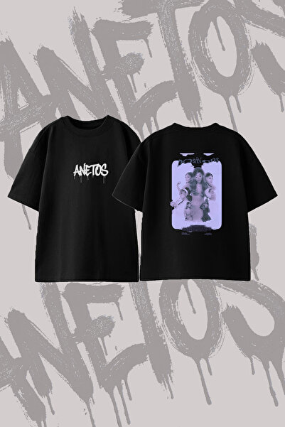 Anetos Ariana Grande_25 Design Back Printed Cotton Black Oversize T-Shirt