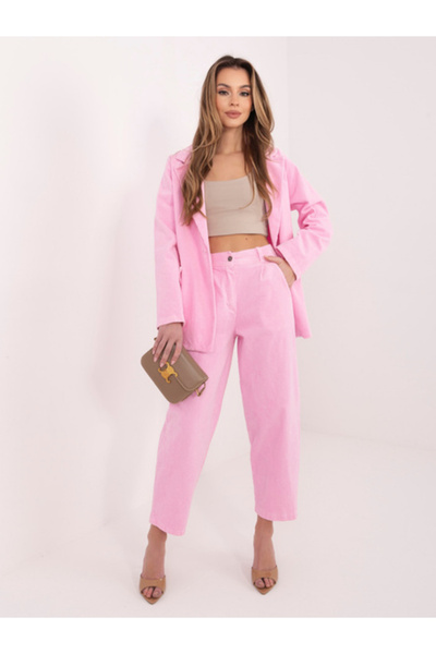 rue parıs Pantaloni Dama Conica, Guler inalt, RUE PARIS, Roz Casual