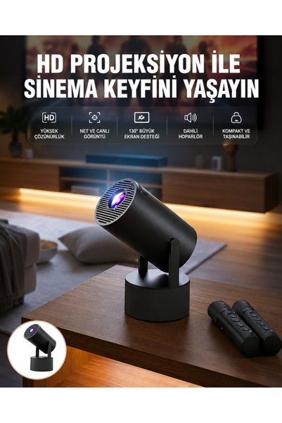 Skygo Akıllı Projeksiyon Cihazı Karaoke Mikrofonlu 1080P Android Yeni Nesil