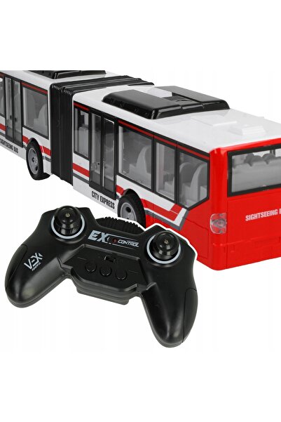 Stator Autobuz urban articulat 45cm, telecomandat, cu pilot R/C, cu lumini.